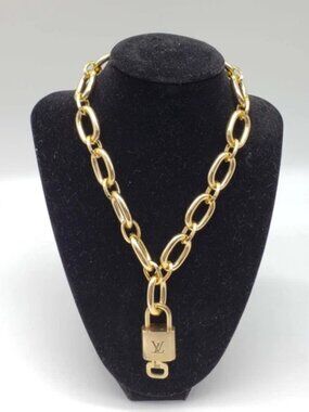 Gold-Plated Necklace with Authentic Louis Vuitton Padlock